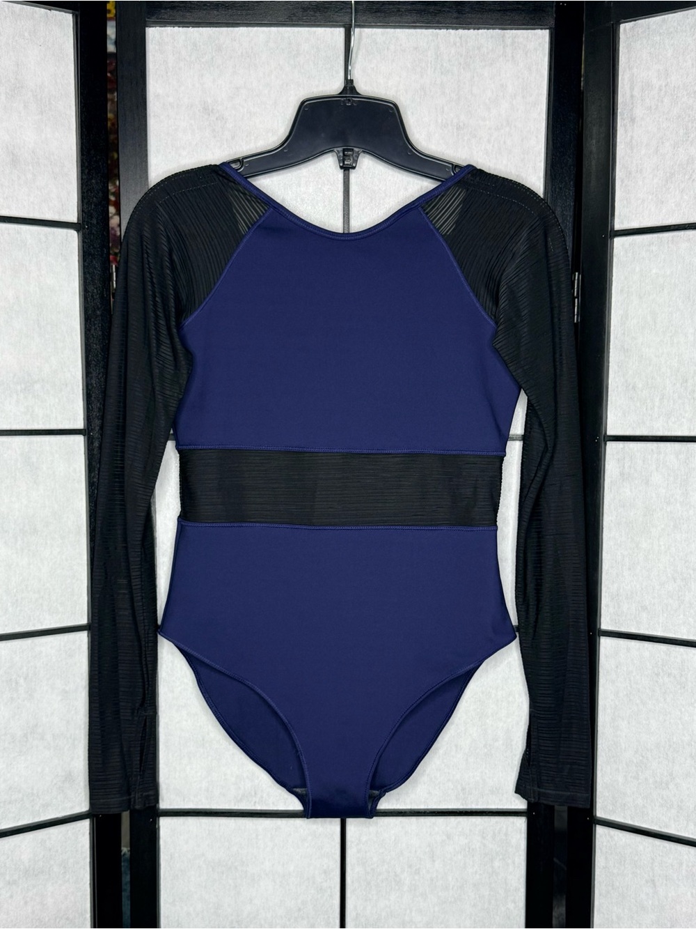 Ivy Park Navy Black Mesh Long Sleeve Bodysuit Women’s Medium